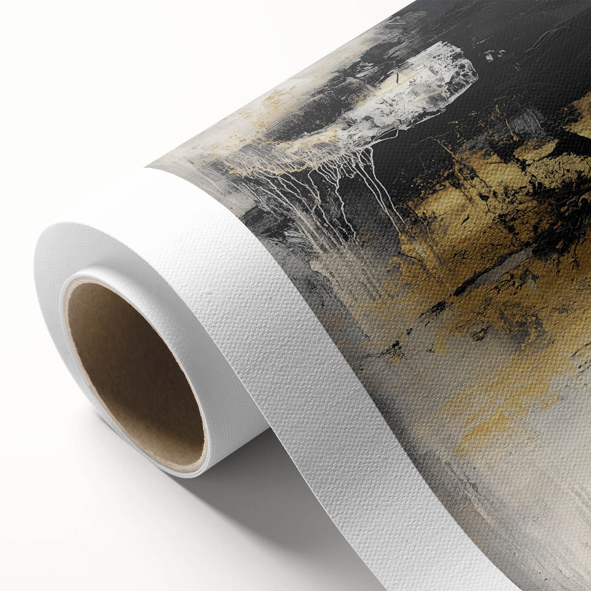 Colorful Abstract Wall Art – Bold Black, Gold & Gray Textured Canvas