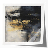 Colorful Abstract Wall Art – Bold Black, Gold & Gray Textured Canvas
