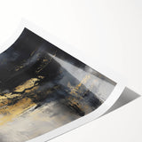 Colorful Abstract Wall Art – Bold Black, Gold & Gray Textured Canvas