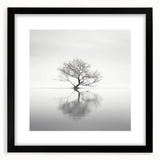 Minimalist Tree Reflection Wall Art - Modern Black & White Print
