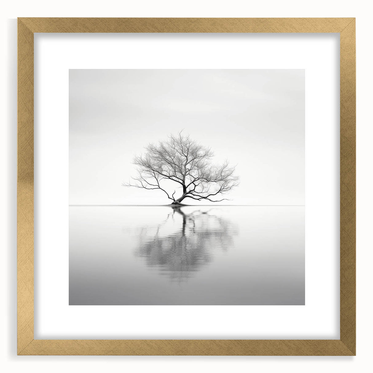 Minimalist Tree Reflection Wall Art - Modern Black & White Print