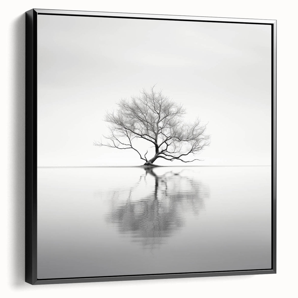 Minimalist Tree Reflection Wall Art - Modern Black & White Print