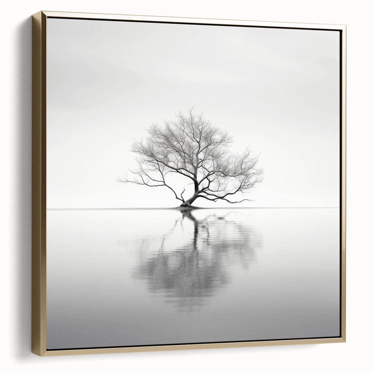 Minimalist Tree Reflection Wall Art - Modern Black & White Print