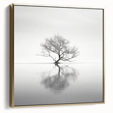 Minimalist Tree Reflection Wall Art - Modern Black & White Print