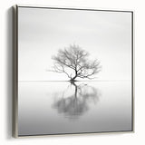 Minimalist Tree Reflection Wall Art - Modern Black & White Print
