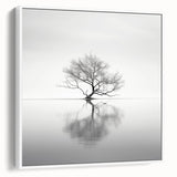 Minimalist Tree Reflection Wall Art - Modern Black & White Print