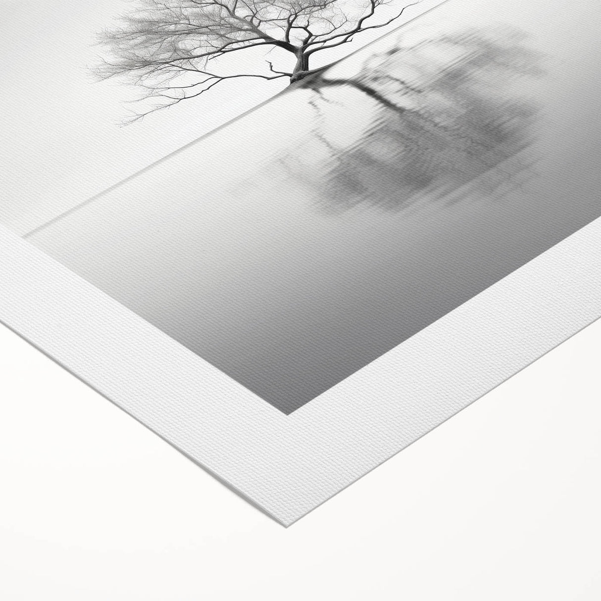 Minimalist Tree Reflection Wall Art - Modern Black & White Print
