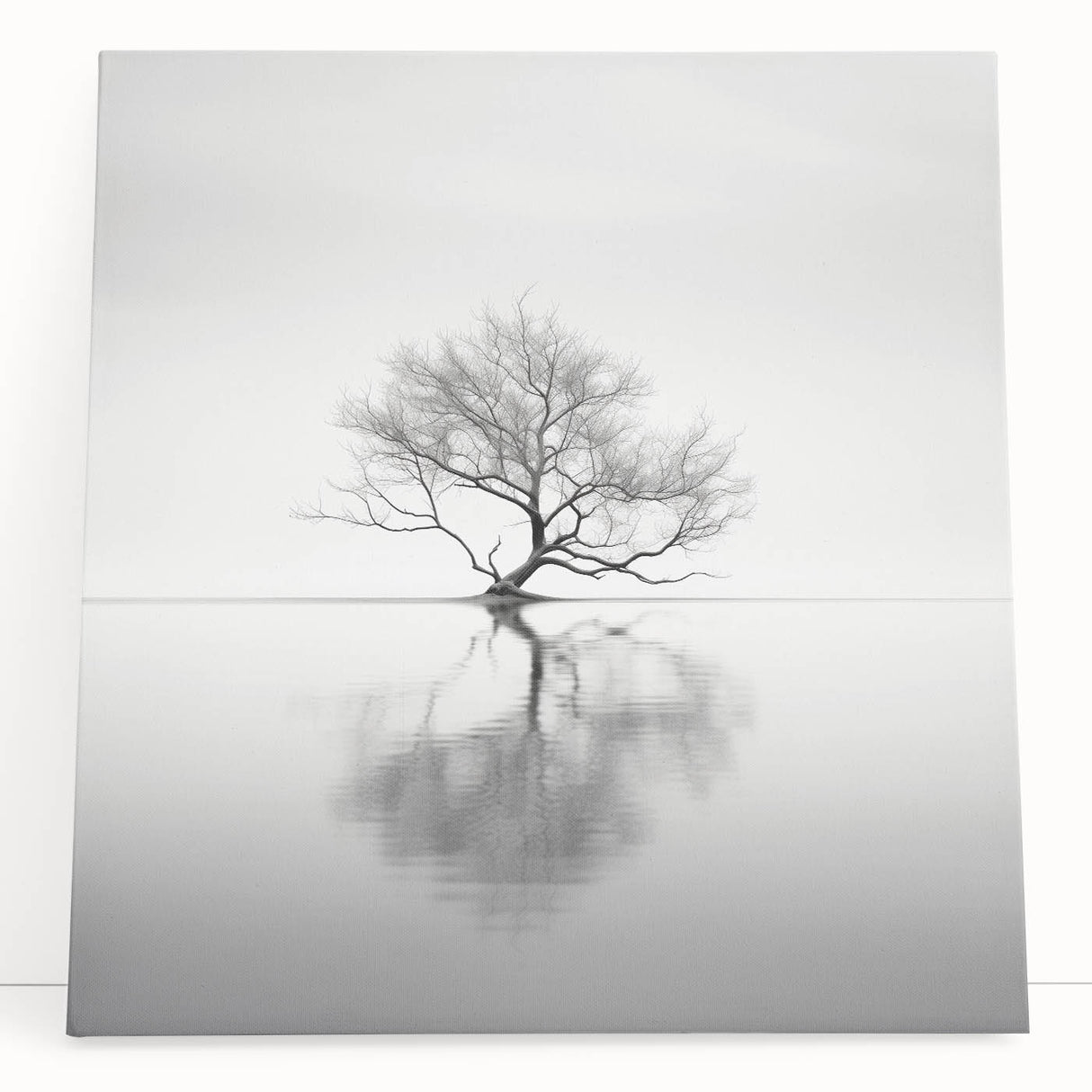 Minimalist Tree Reflection Wall Art - Modern Black & White Print