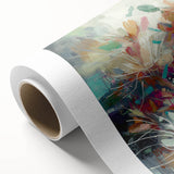 Abstract floral design on rolled canvas with vibrant colors, showcasing intricate details and textures. Ideal for modern home decor, shipped securely in a protective tube.