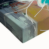 Close-up of an abstract floral canvas artwork showcasing vibrant colors and intricate details, perfect for modern home decor. Ideal for adding a touch of elegance to any space.