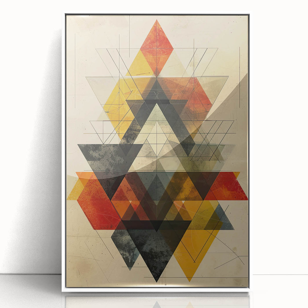 Framed abstract minimalist wall art featuring a white background with smooth lines and geometric shapes, perfect for modern home decor or office spaces.
