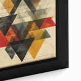 Close-up of abstract minimalist wall art on a framed canvas, showcasing soft pastel colors and geometric shapes, ideal for modern home decor and art enthusiasts.