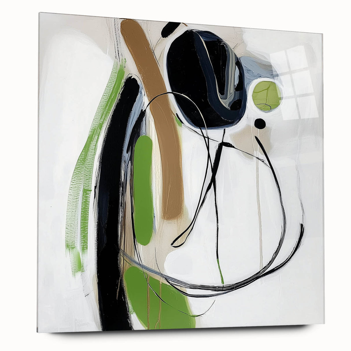 Abstract Art Prints – Modern Green, Black & Brown Minimalist Canvas
