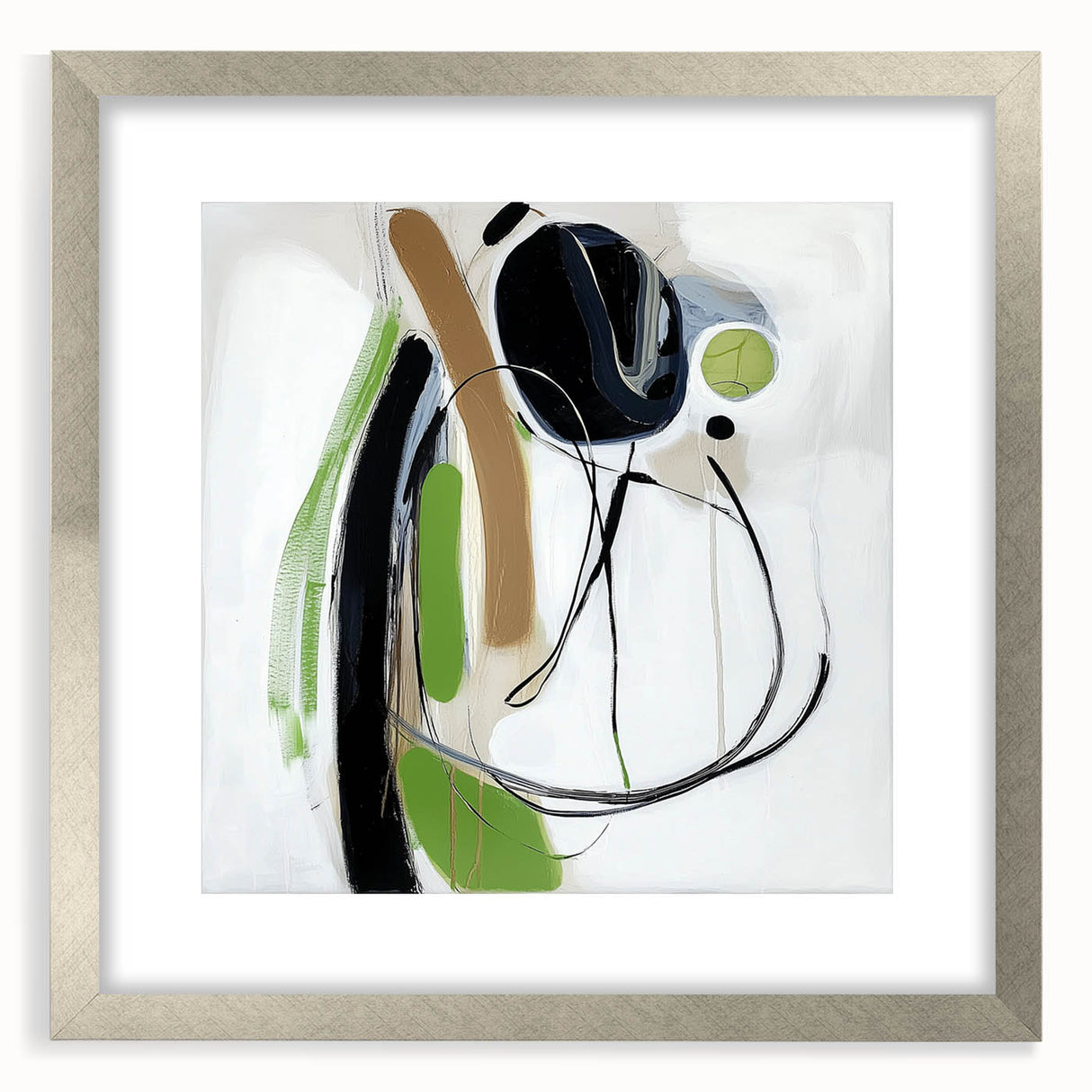 Abstract Art Prints – Modern Green, Black & Brown Minimalist Canvas