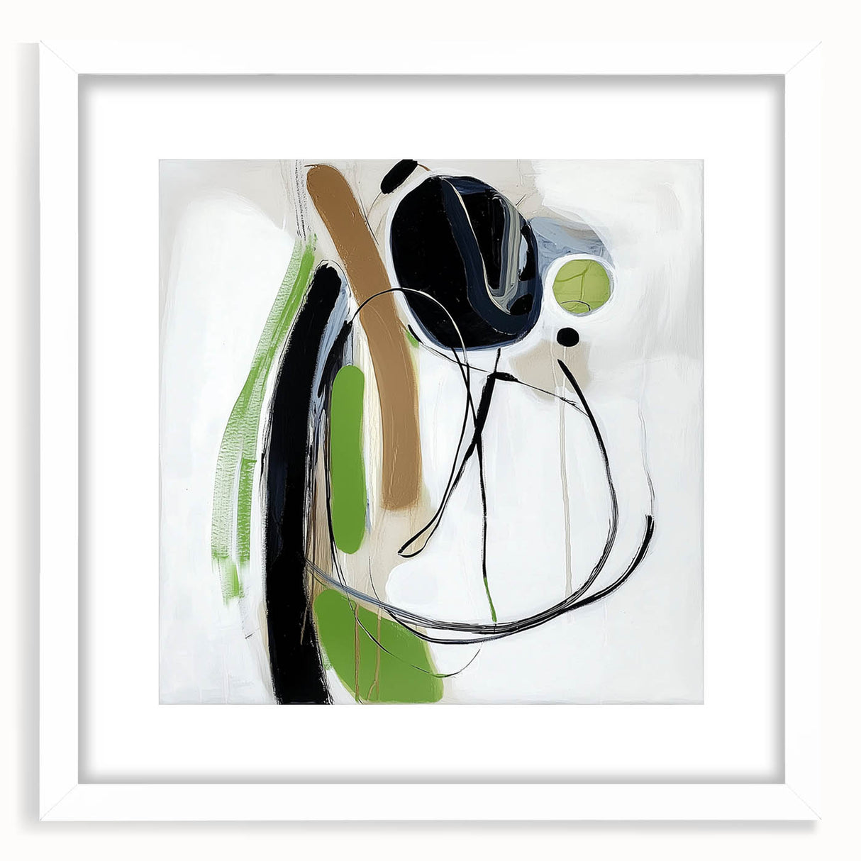 Abstract Art Prints – Modern Green, Black & Brown Minimalist Canvas