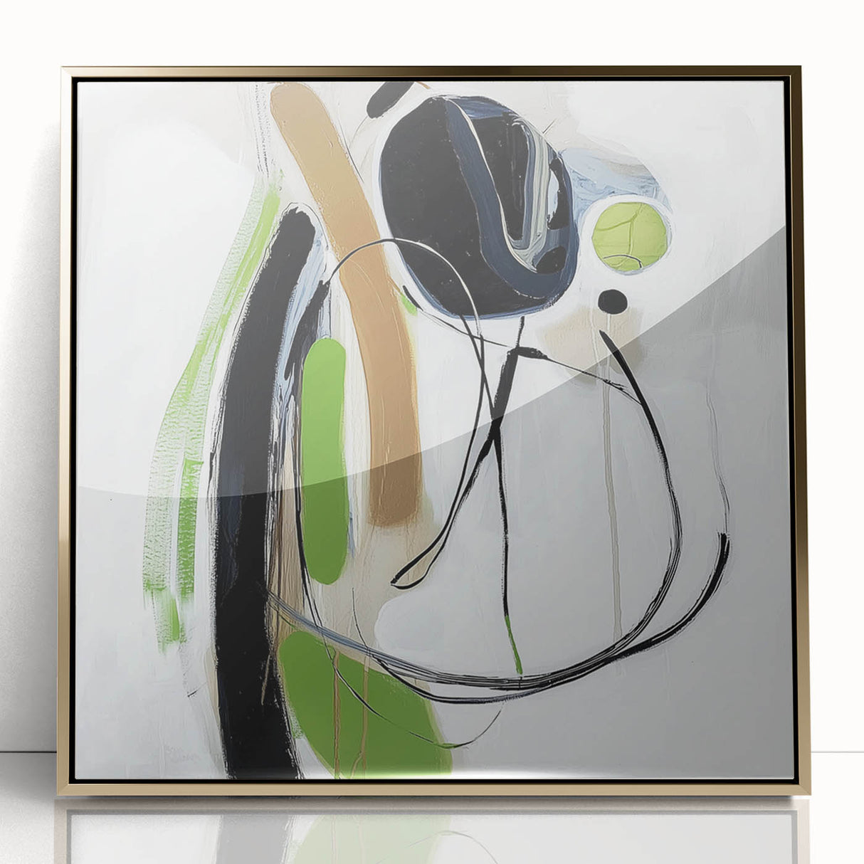 Abstract Art Prints – Modern Green, Black & Brown Minimalist Canvas