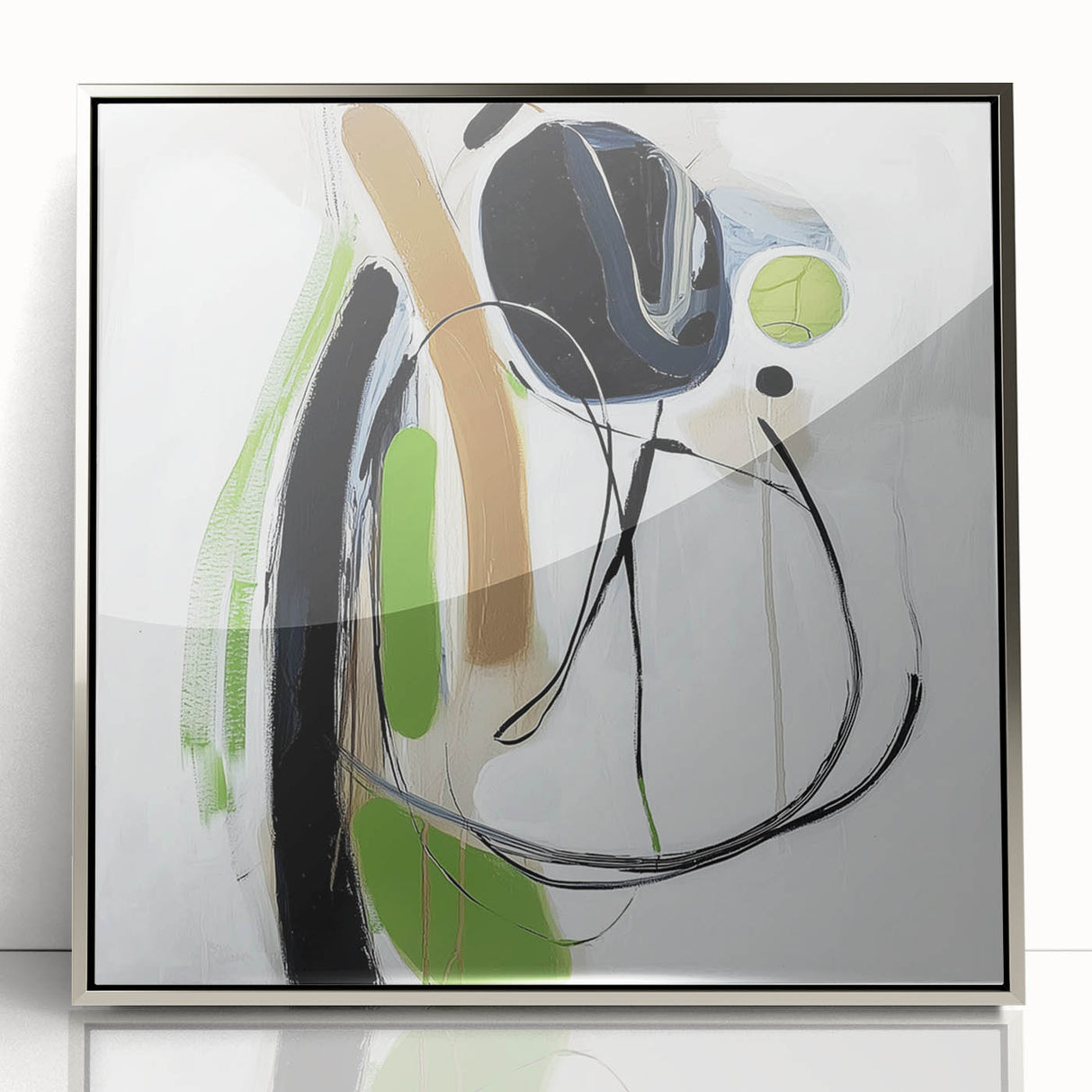 Abstract Art Prints – Modern Green, Black & Brown Minimalist Canvas
