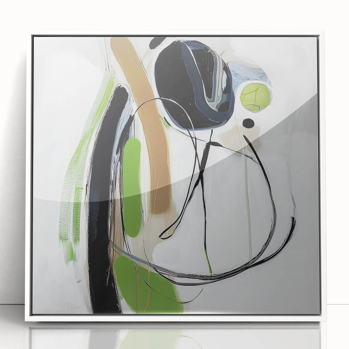Abstract Art Prints – Modern Green, Black & Brown Minimalist Canvas