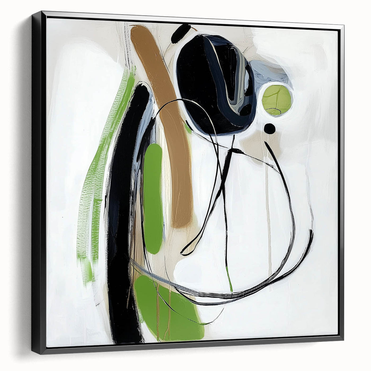 Abstract Art Prints – Modern Green, Black & Brown Minimalist Canvas