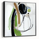 Abstract Art Prints – Modern Green, Black & Brown Minimalist Canvas