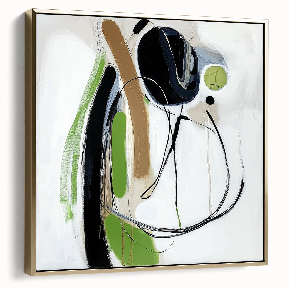 Abstract Art Prints – Modern Green, Black & Brown Minimalist Canvas