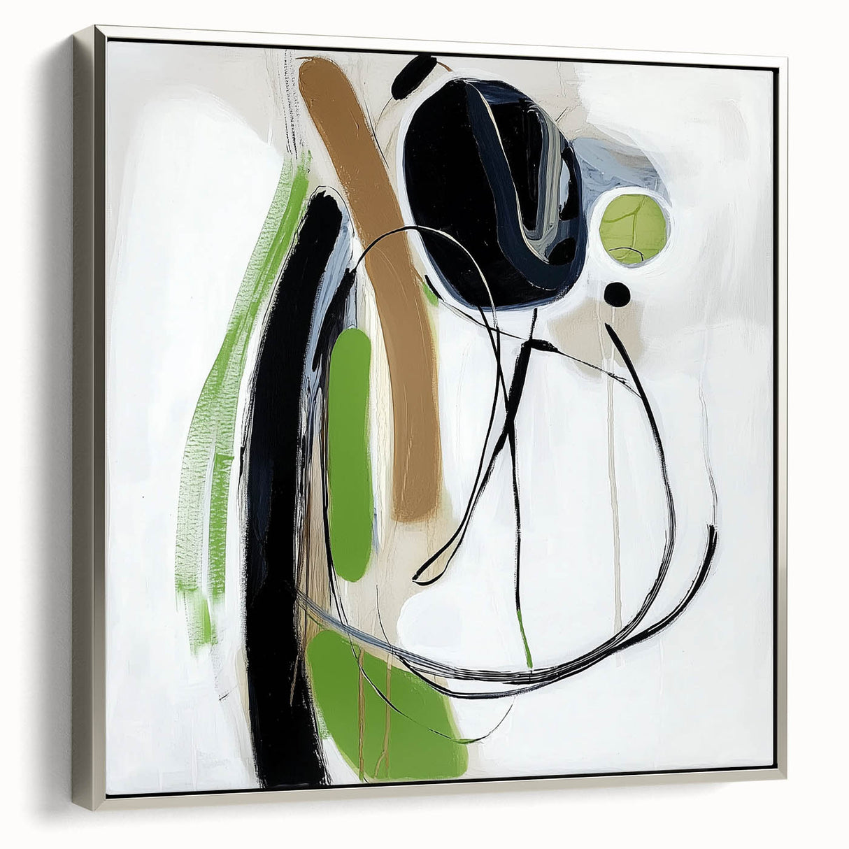 Abstract Art Prints – Modern Green, Black & Brown Minimalist Canvas