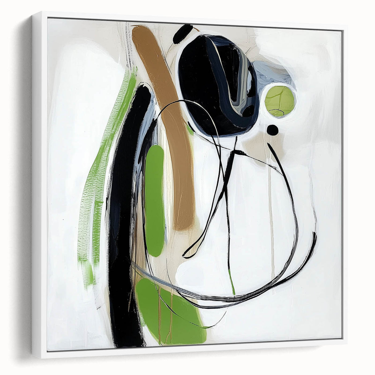 Abstract Art Prints – Modern Green, Black & Brown Minimalist Canvas