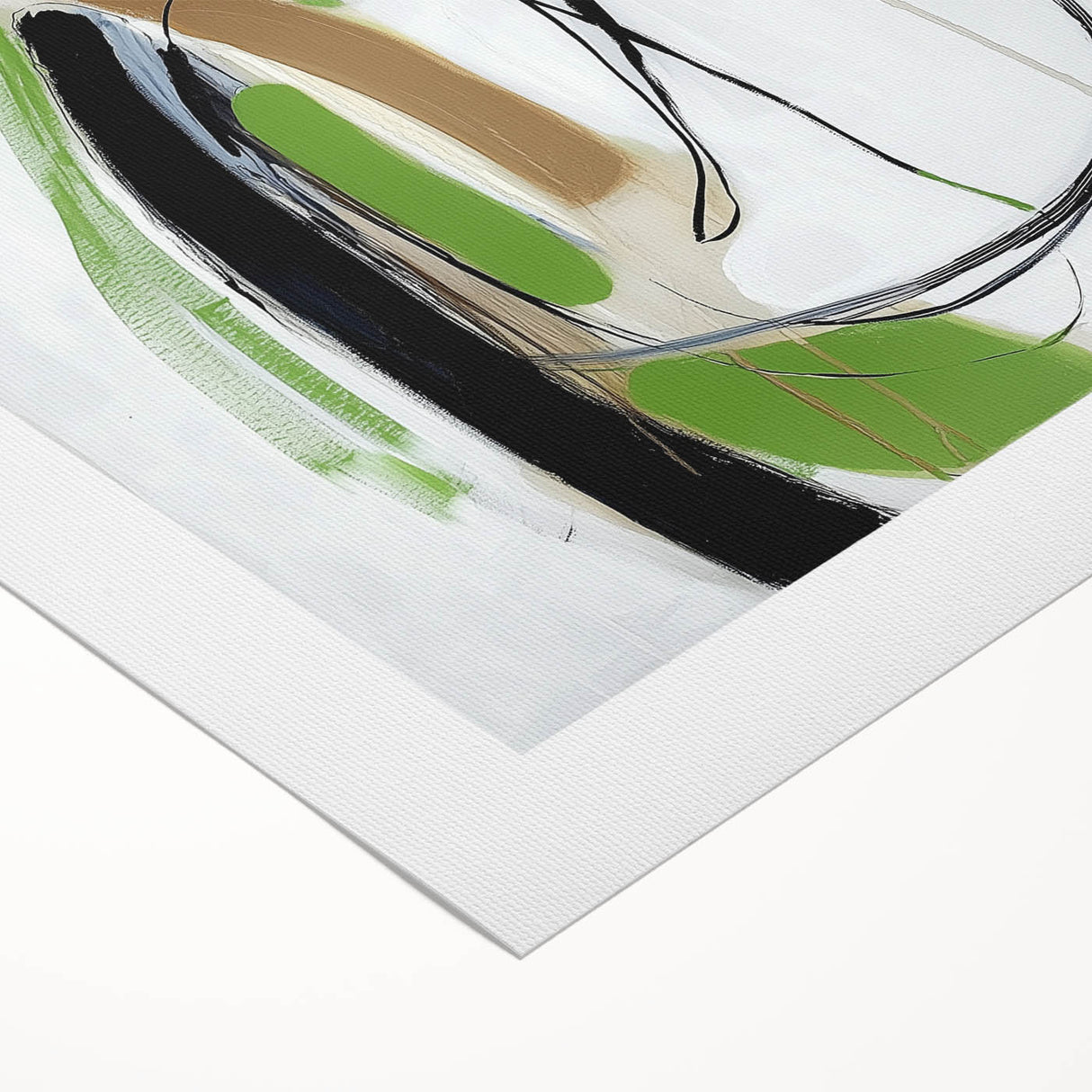 Abstract Art Prints – Modern Green, Black & Brown Minimalist Canvas