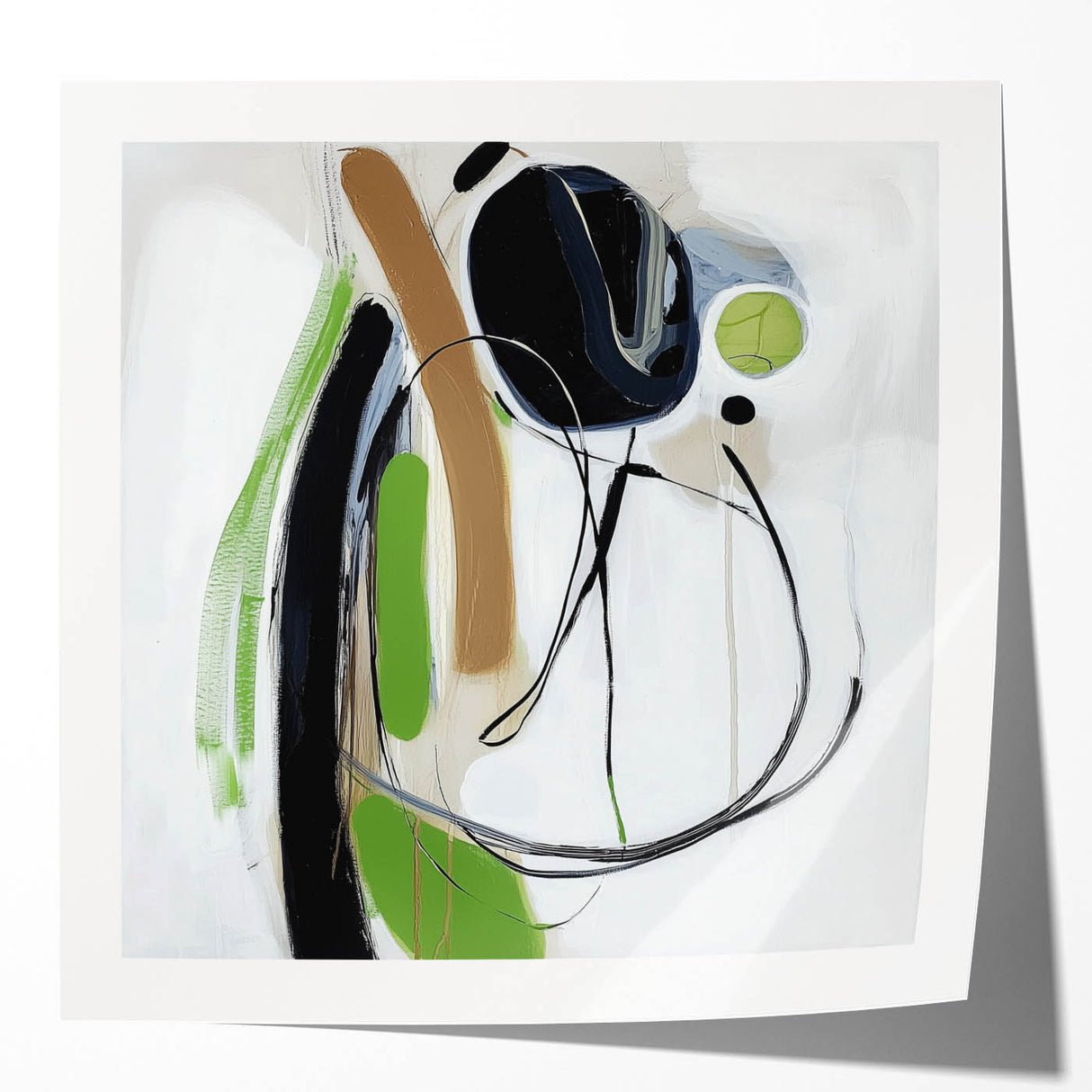 Abstract Art Prints – Modern Green, Black & Brown Minimalist Canvas