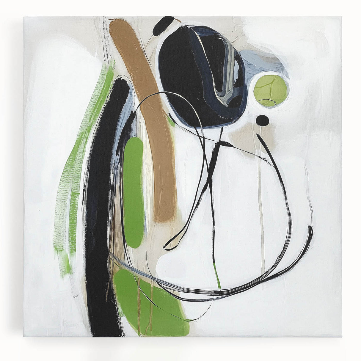 Abstract Art Prints – Modern Green, Black & Brown Minimalist Canvas