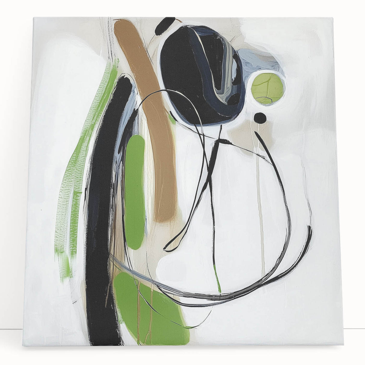 Abstract Art Prints – Modern Green, Black & Brown Minimalist Canvas