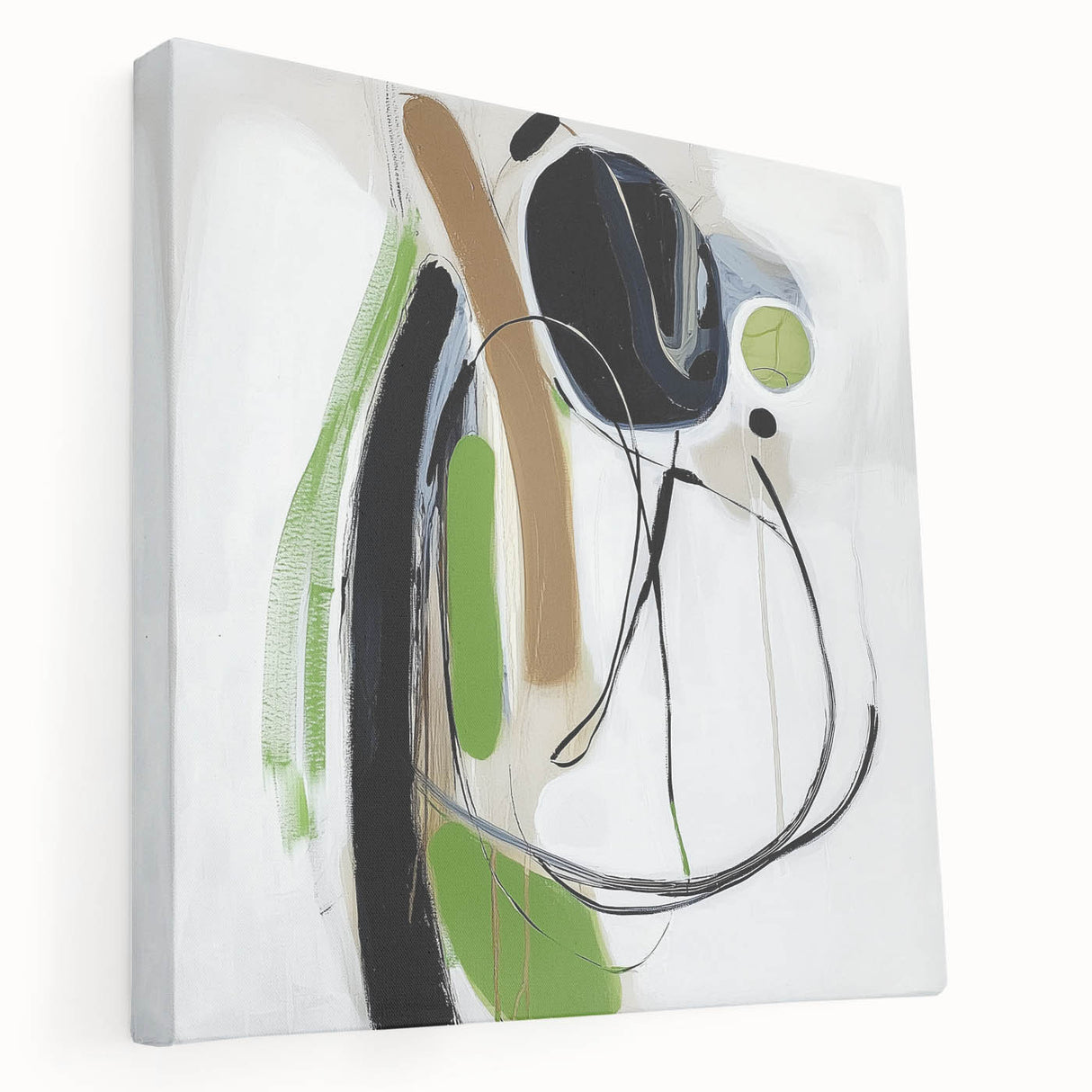 Abstract Art Prints – Modern Green, Black & Brown Minimalist Canvas