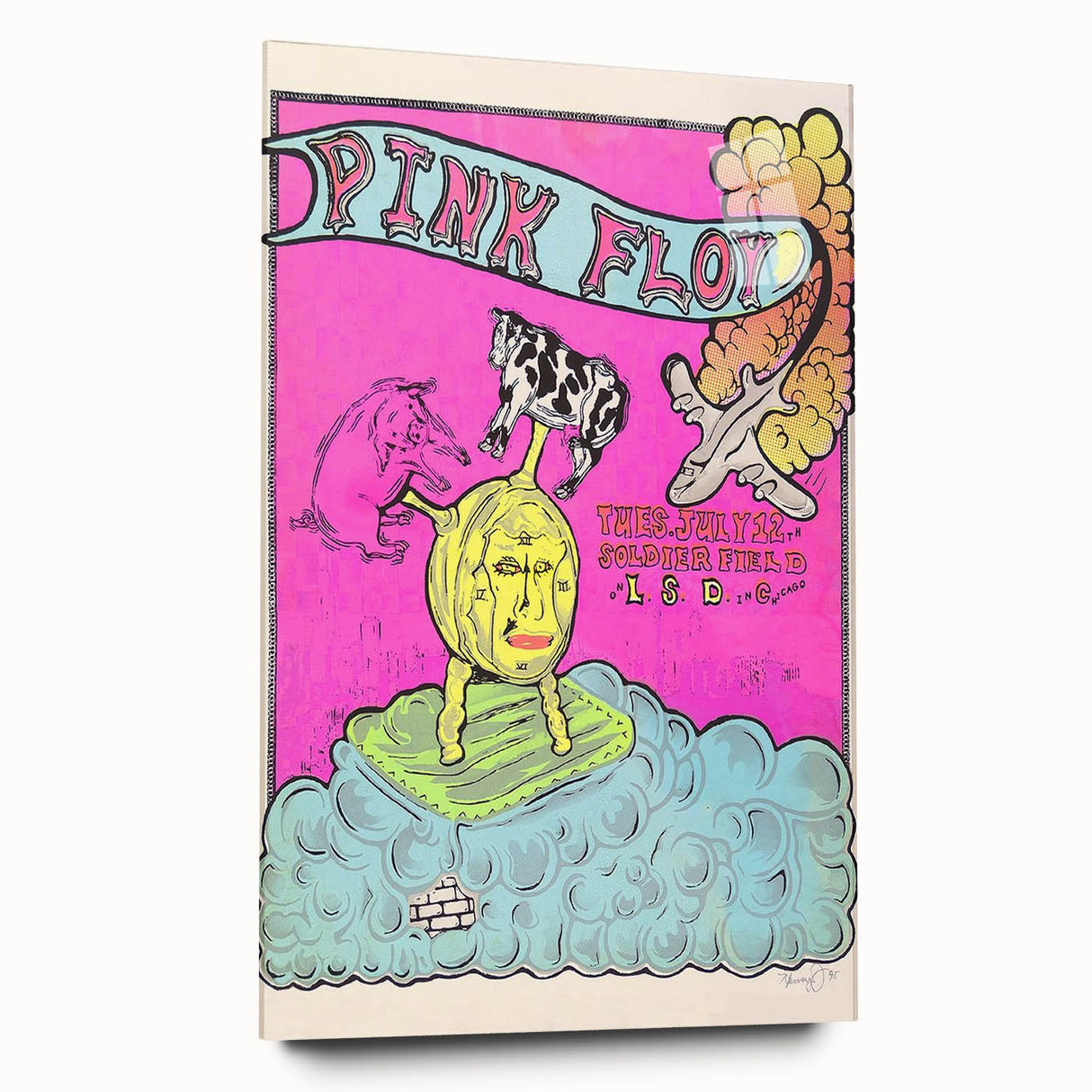 Pink Floyd LSD Tour 1972 Soldier Field Retro Concert Poster