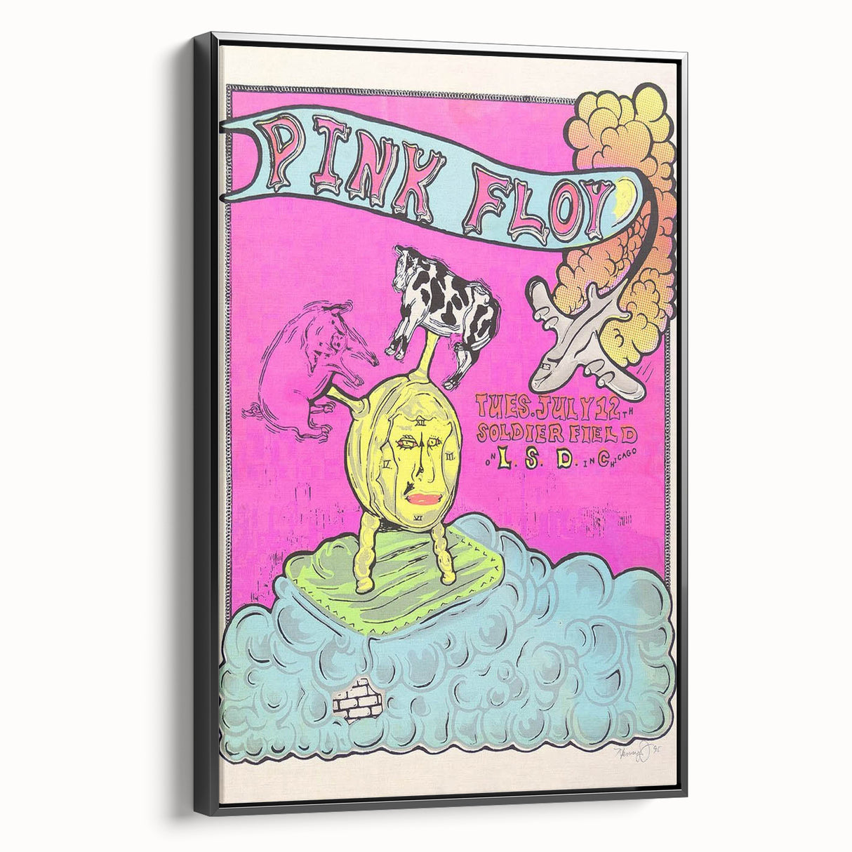 Pink Floyd LSD Tour 1972 Soldier Field Retro Concert Poster
