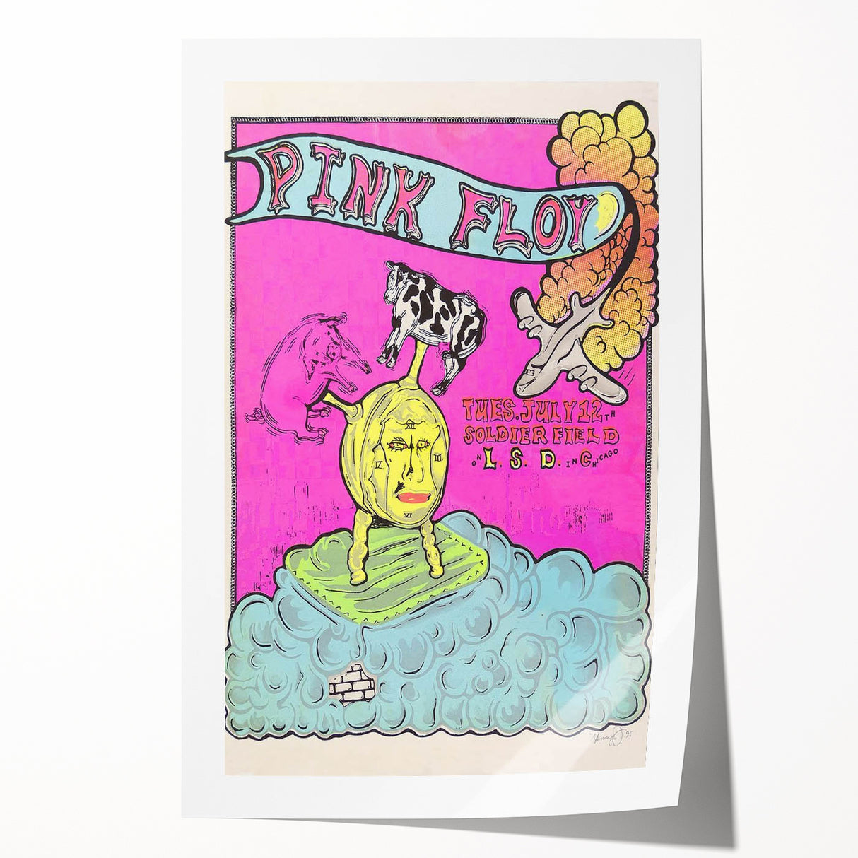 Pink Floyd LSD Tour 1972 Soldier Field Retro Concert Poster