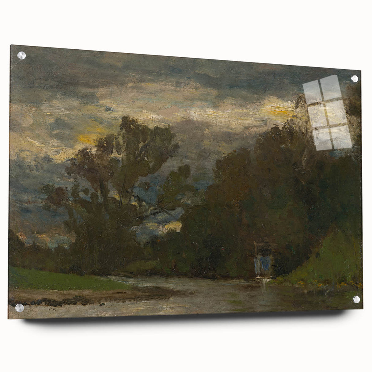 Romanticism Art: Poprad River Shore by Mednyánszky - Landscape Canvas
