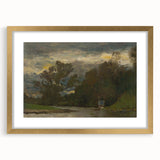 Romanticism Art: Poprad River Shore by Mednyánszky - Landscape Canvas