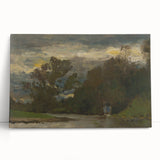 Romanticism Art: Poprad River Shore by Mednyánszky - Landscape Canvas