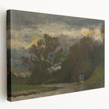 Romanticism Art: Poprad River Shore by Mednyánszky - Landscape Canvas