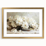 Elegant White Floral Living Room Wall Art - Modern Canvas Print