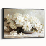 Elegant White Floral Living Room Wall Art - Modern Canvas Print