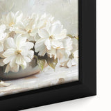 Elegant White Floral Living Room Wall Art - Modern Canvas Print