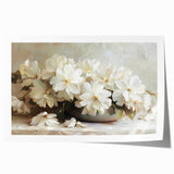 Elegant White Floral Living Room Wall Art - Modern Canvas Print
