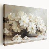Elegant White Floral Living Room Wall Art - Modern Canvas Print