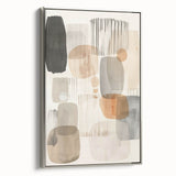 Framed abstract minimalist wall art in silver, showcasing a sleek design with soft color tones, perfect for modern home decor. Ideal for enhancing interior spaces.