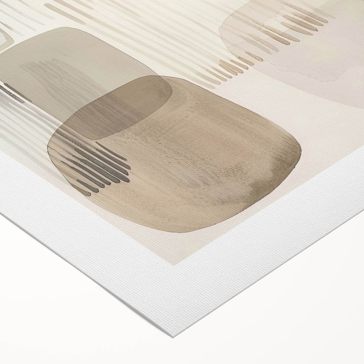 Abstract minimalist wall art on rolled canvas, showcasing soft pastel colors and fluid shapes, ideal for modern home decor. Packaged securely in a sturdy tube for delivery.