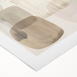 Abstract minimalist wall art on rolled canvas, showcasing soft pastel colors and fluid shapes, ideal for modern home decor. Packaged securely in a sturdy tube for delivery.