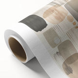 Abstract minimalist wall art design on rolled canvas, showcasing soft pastel colors and geometric shapes, perfect for modern home decor. Packaged securely in a cardboard tube for easy transport and display.