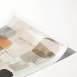 Abstract minimalist wall art print showcasing soft pastel colors and geometric shapes, elegantly rolled and ready for framing, perfect for modern decor.