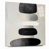 Modern Abstract Wall Art – Black & White Stacked Minimalist Design